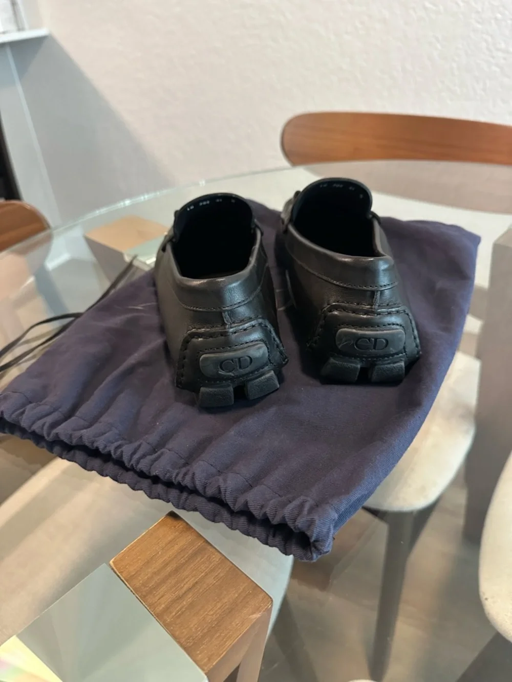 Dior Black Leather Men’s Slip-On Loafers with CD Hardware - Picture 7 of 9